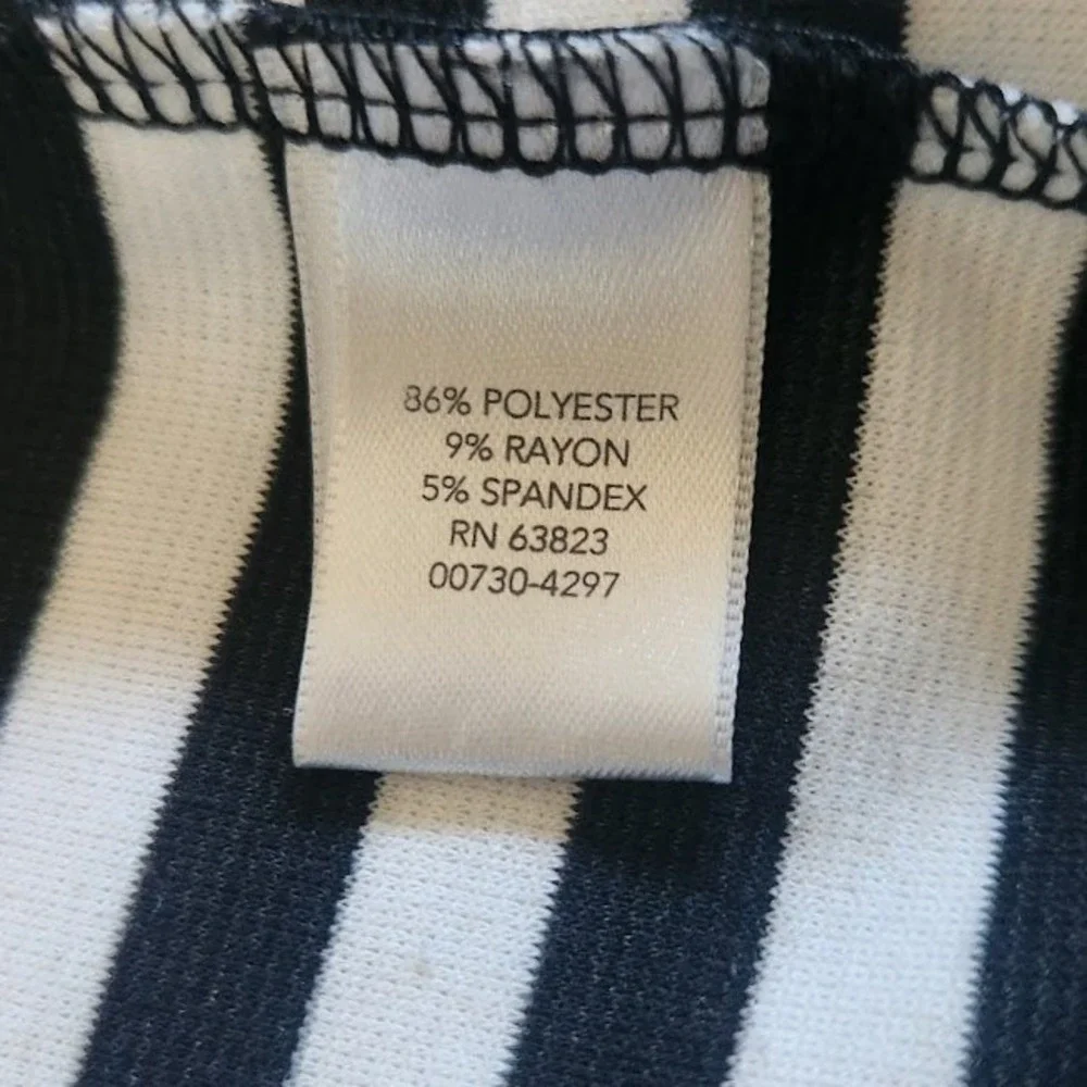Christopher & Banks Womens L Black White Striped Open Front Cardigan Jacket 518
